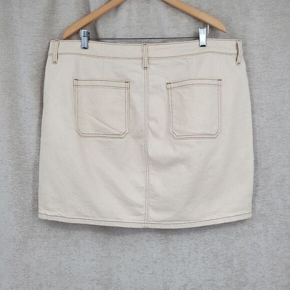 Torrid Denim Jean Beige Neutral Mini Skirt Button Fly Women's Plus Size 18 - Picture 6 of 9